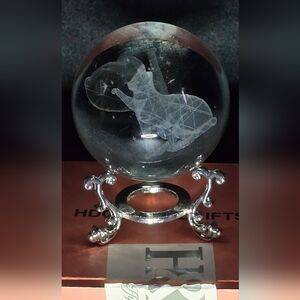 Crystal Cat Sphere with Stand